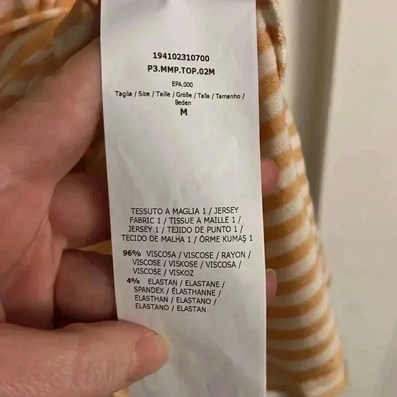 MaxMara Orange White Stripe Faux wrap sleeveless Top - Picture 4 of 5